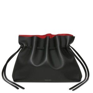 Mansur Gavriel Protea Black Lambskin  Leather Crossbody Bucket Drawstring Bag